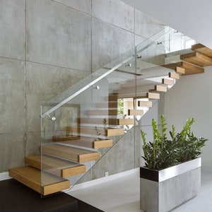 Staircase Solid Reclaimed Wood Thick Stairs Treads Thick 2&#39;&#39;, Modern Stair Treads  13 pieces
