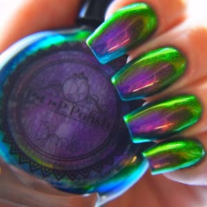 POP Polish The Slickest Of Them All Nail Polish Quick Dry with Sifting Oil Slick 360 DuoChrome Mirror MultiChrome Purple Green Blue image 8
