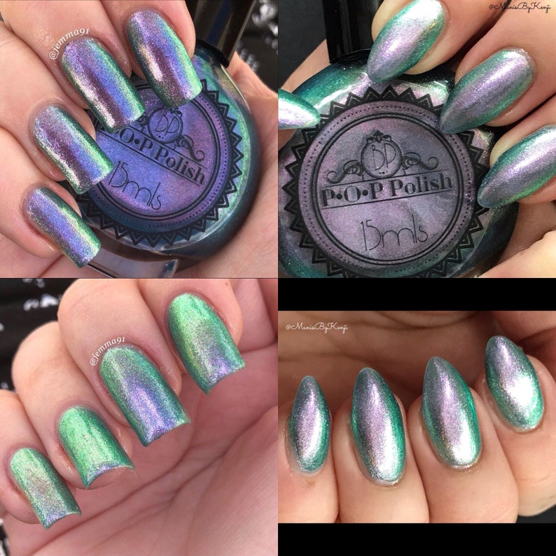 POP Polish I Do Be A Stubborn Slick Oil Slick 360 Pastel Edition MultiChrome Pink Gold Green Nail Quick Dry Sifting DuoChrome Mirror image 6