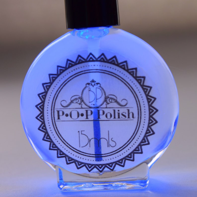 POP Polish Liquid Glass & Radio Active Glass Uv Black Light Day Glow Indie Nail Polish Quick Dry Glassy Top Coat Glossy image 6