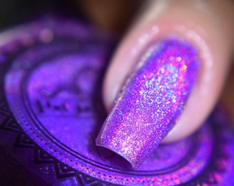 P•O•P Polish Magic Dust Collection "A Whole New World" Lacquer Purple Linear Holographic Rainbow Flakies Indie Nail Polish Mega Holo