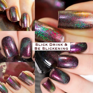 P•O•P Slick Drink & Be Slickening Magnetic Slick Within A Slick Maroon Purple Pink Bronze Gold MultiChrome Nail Polish Sifting DuoChrome