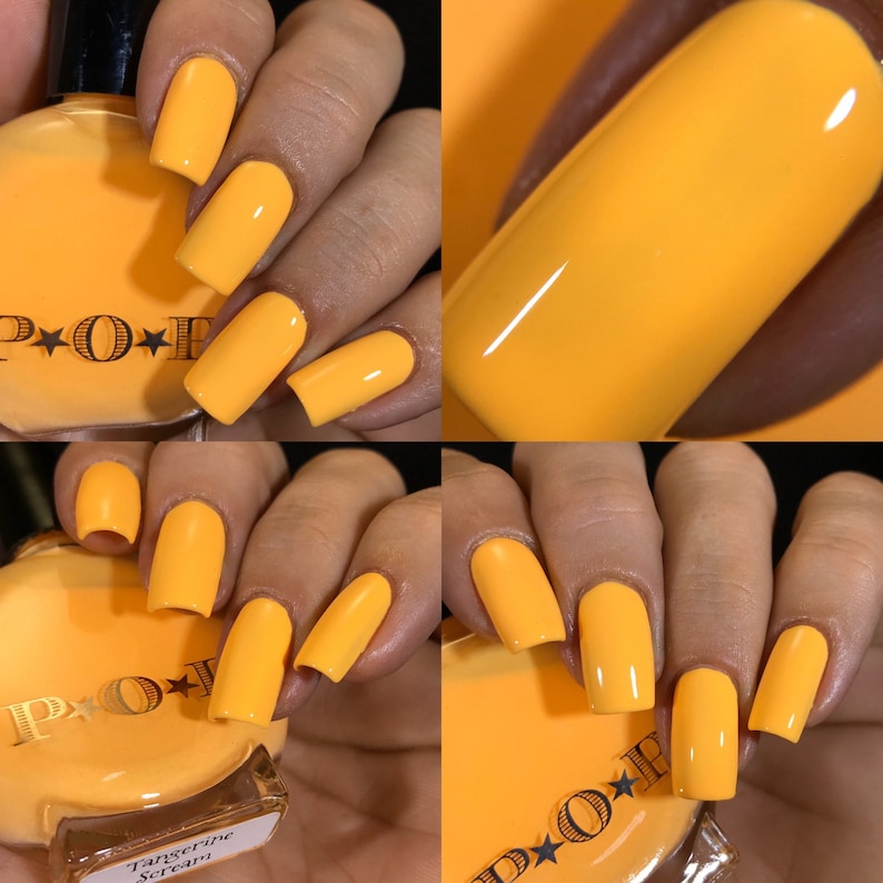 P.O.P Tangerine Scream The Creme Collection Neon Pastel Cream Orange Yellow Tan Nail Polish Lacquer Varnish Indie Water Marble Stamping image 2