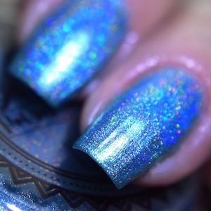P•O•P Polish Indie Nailpolish Nail Holo Mega Holographic &quot;Beach Glass.&quot; Light Baby Blue Pastel Linear
