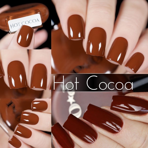 P.O.P Hot Cocoa Fall Cream Collection Warm Chocolate Brown Tan  Nail Polish Lacquer Varnish Indie Water Marble Stamping