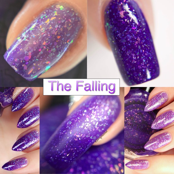 P•O•P Polish "The Fallen" Nail Polish Quick Dry Falling Leaves Thermal Collection Purple Flakies Blue Pink Temperature Sensitive Shimmer