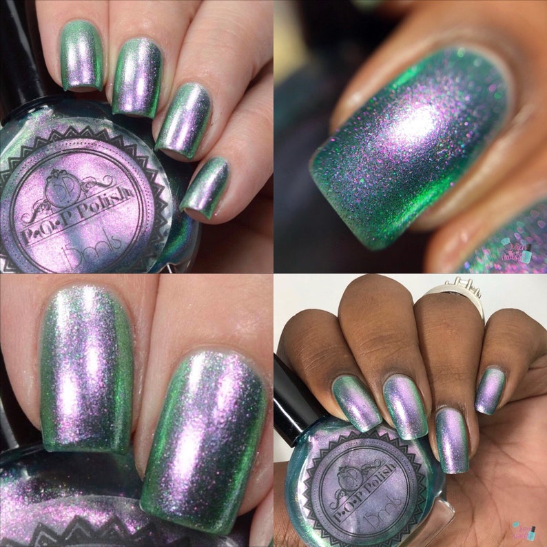 POP Polish I Do Be A Stubborn Slick Oil Slick 360 Pastel Edition MultiChrome Pink Gold Green Nail Quick Dry Sifting DuoChrome Mirror image 4