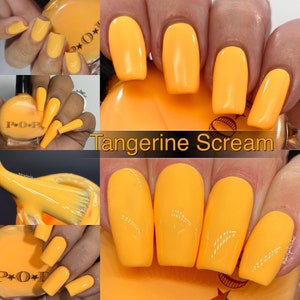 P.O.P Tangerine Scream The Creme Collection Neon Pastel Cream Orange Yellow Tan Nail Polish Lacquer Varnish Indie Water Marble Stamping