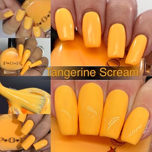 P.O.P Tangerine Scream The Creme Collection Neon Pastel Cream Orange Yellow Tan Nail Polish Lacquer Varnish Indie Water Marble Stamping