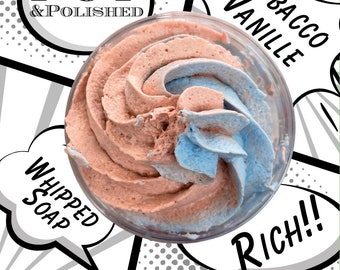 POP Tobacco Vanille Whipped Soap Moisturizing and Nourishing Shave Soap Butter Bomb