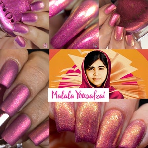 P•O•P Malala Yousafzai Women Done Wrong Collection Pink Purple Fuchsia Iridescent Holographic Flakes bomb Indie Nail Polish Varnish Lacquer