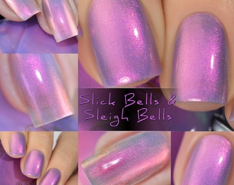 P•O•P Polish &quot;Slick Bells & Sleigh Bells&quot; Slicks Pastel MultiChrome Pink Purple Violet Gold Blue Nail Quick Dry Sifting DuoChrome Mirror
