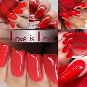 P.O.P Love Is Love Pride Collection Red Candy Apple Rose Primary Pastel Nail Polish Lacquer Varnish Indie Water Marble Stamping