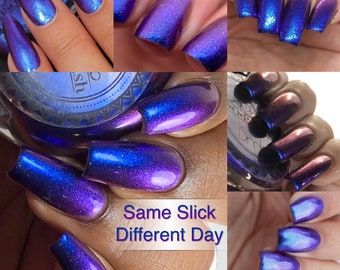 P•O•P Polish "Same Slick Different Day" Oil Slick 360 Pastel Edition MultiChrome Purple Red Blue Nail Quick Dry Sifting DuoChrome Mirror