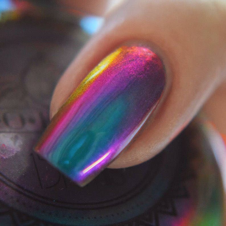 POP Polish Slick Like That Nail Polish Quick Dryt with Sifting Oil Slick 360 DuoChrome Mirror MultiChrome image 3