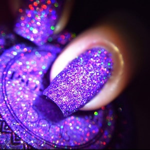 P•O•P Iconic Collection "Purple Rain" Black Micro Glitter Bomb Indie Nail Polish Varnish Lacquer Holographic Sparkle