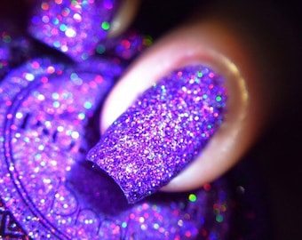 P•O•P Iconic Collection "Purple Rain" Black Micro Glitter Bomb Indie Nail Polish Varnish Lacquer Holographic Sparkle