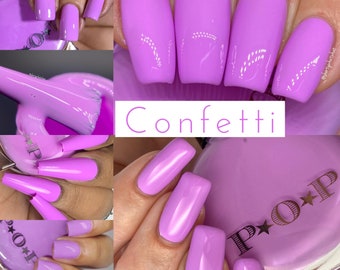 P.O.P Confetti The Creme Collection Neon Pastel Cream Lavendel Paars Nagellak LakLak Indie Water Marble Stamping