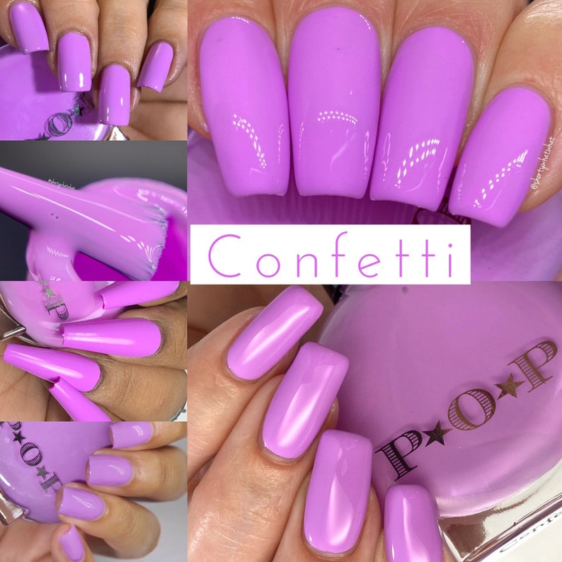 P.O.P Confetti The Creme Collection Neon Pastel Cream Lavendel Paars Nagellak LakLak Indie Water Marble Stamping afbeelding 1