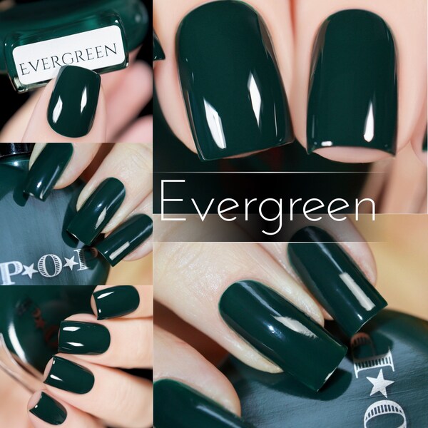 P.O.P Evergreen Fall Cream Collection Forest Hunter Green Emerald Moss Nail Polish Lacquer Varnish Indie Water Marble Stamping