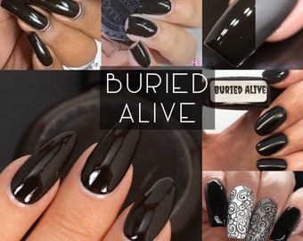 P.O.P Buried Alive Urban Legend Halloween Cream Collection Dark Earthy Brown Nail Polish Lacquer Varnish Indie Water Marble Stamping