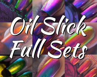 P•O•P Polish Oil Slick 360 Full Collection Polish Quick Dry with Sifting DuoChrome Mirror MultiChrome