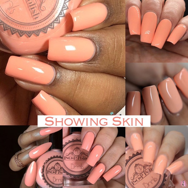 P.O.P Showing Skin Creme Shop Spring Collection Flesh Peach Pink Nude Pastel Cream Nail Polish Lacquer Varnish Indie Water Marble Stamping