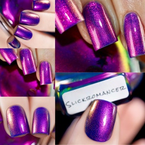 P•O•P Slickromancer Purple Blurple Blue Gold Green Blue Purple Cobalt Oil Slick Lacquer MultiChrome Nail Polish Quick Dry Sifting