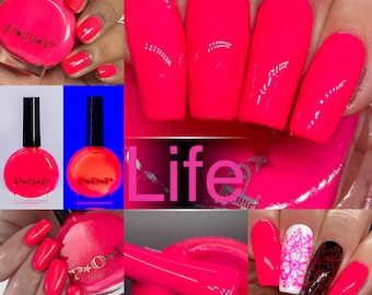 P.O.P Life From The 2020 PRIDE Creme Collection Neon Pink Neon Cool Tone Nail Polish Lacquer Varnish Indie Water Marble Stamping