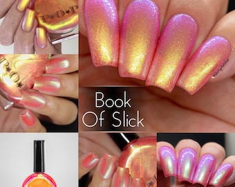 P•O•P "Book Of Slick" Pink Green Hot Pink Blue Aqua Purple Gold Oil Slick Lacquer MultiChrome Nail Polish Quick Dry Sifting