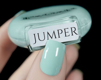 P.O.P Jumper From The 2024 Sweater Weather Collection Mint Green Pastel Cream Nail Polish Indie Lacquer Varnish Water Marble Stamping