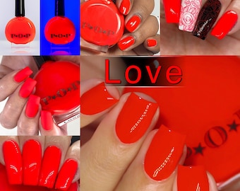 P.O.P Love From The 2020 PRIDE Creme Collection Orange Red Neon Warm Tone Nail Polish Lacquer Varnish Indie Water Marble Stamping