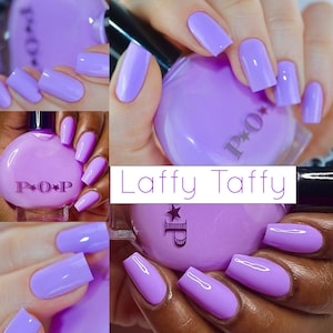 P.O.P Laffy Taffy 2022 Spring Creme Collection Neon Pastel Lilac Purple Lavender Nail Polish Lacquer Varnish Indie Water Marble Stamping