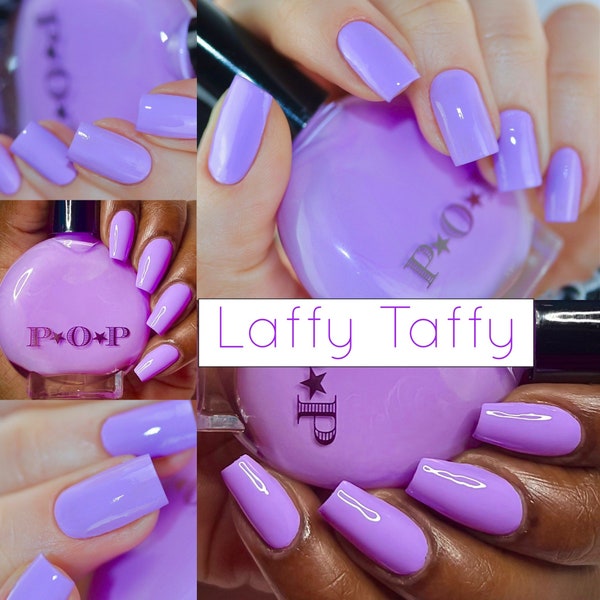 P.O.P Laffy Taffy 2022 Spring Creme Collection Neon Pastel Lilac Purple Lavender Nail Polish Lacquer Varnish Indie Water Marble Stamping