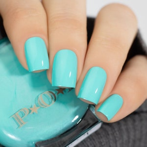 P.O.P Fun Dip The Creme Collection Neon Pastel Blue Pool Turquoise Cerulean Aqua Nail Polish Lacquer Varnish Indie Water Marble Stamping image 4