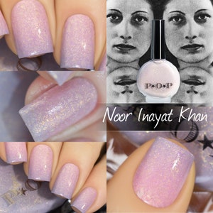 P•O•P Noor Inayat Khan Women Done Wrong Pink Grey Khaki Gold Peach Flakes Shifting Thermal  Indie Nail Polish Varnish Lacquer