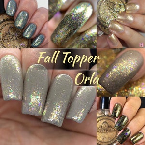 P•O•P Orla Iridescent Holographic Topper Gold Green Peach Pink Blue Nail Polish Quick Dry Sifting Pigments Flakies Flakes DuoChrome Mirror