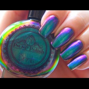 P•O•P Polish "Dragon Slick" Nail Polish Quick Dry with Sifting Oil Slick 360  DuoChrome Mirror MultiChrome