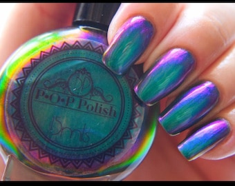 P•O•P Polish &quot;Dragon Slick&quot; Nail Polish Quick Dry with Sifting Oil Slick 360  DuoChrome Mirror MultiChrome
