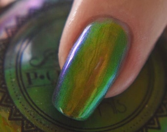 P•O•P Polish "Slick and Jaded" Nail Polish Quick Dryt with Sifting Oil Slick 360  DuoChrome Mirror MultiChrome