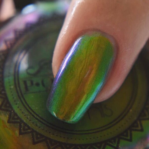 P•O•P Polish "Slick and Jaded" Nail Polish Quick Dryt with Sifting Oil Slick 360  DuoChrome Mirror MultiChrome