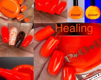 P.O.P Healing From The 2020 PRIDE Creme Collection Orange Tangerine Neon Cool Tone Nail Polish Lacquer Varnish Indie Water Marble Stamping