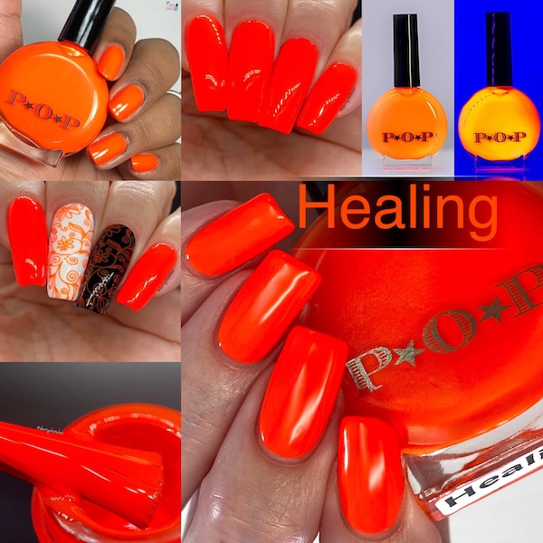 P.O.P Healing From The 2020 PRIDE Creme Collection Orange Tangerine Neon Cool Tone Nail Polish Lacquer Varnish Indie Water Marble Stamping