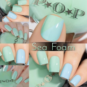 P.O.P Sea Foam Thermal Cream Collection Green Blue Sky Aqua Sage Apple  Nail Polish Lacquer Varnish Indie Water Marble Stamping