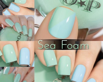 P.O.P Sea Foam Thermal Cream Collection Green Blue Sky Aqua Sage Apple Nail Polish Vernis Vernis Indie Water Marble Stamping