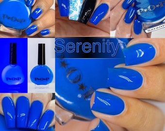 P.O.P Serenity From The 2020 PRIDE Creme Collection Neon Azul Blue Cobalt Tone Nail Polish Lacquer Varnish Indie Water Marble Stamping