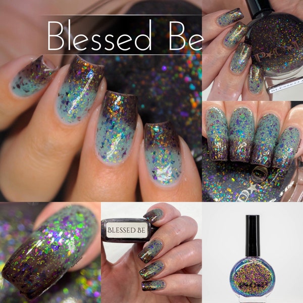 P•O•P Polish Blessed Be It's Witchcraft Thermal Collection Green Brown  Multi Chrome Flakes Nail Polish Quick Dry Temperature Sensitive