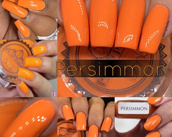 P.O.P Persimmon Fall Cream Collection Bright Pumpkin Orange Pastel Nail Polish Lacquer Varnish Indie Water Marble Stamping