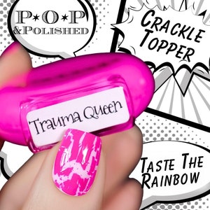 POP Trauma Queen Crackle Neon Pink Cream Nail Polish