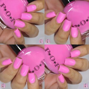 P.O.P Pink Flamingo The Creme Collection Neon Pastel Cream Pink Rose Nail Polish Lacquer Varnish Indie Water Marble Stamping image 3